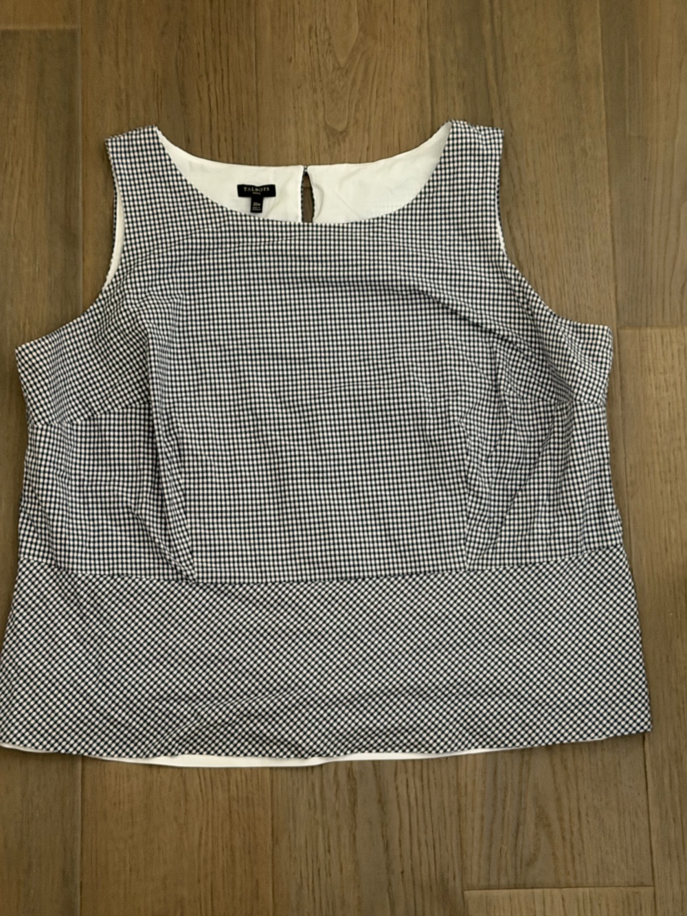 Talbots Black & White Gingham Sleeveless Shell Top 20w plus size preppy classic